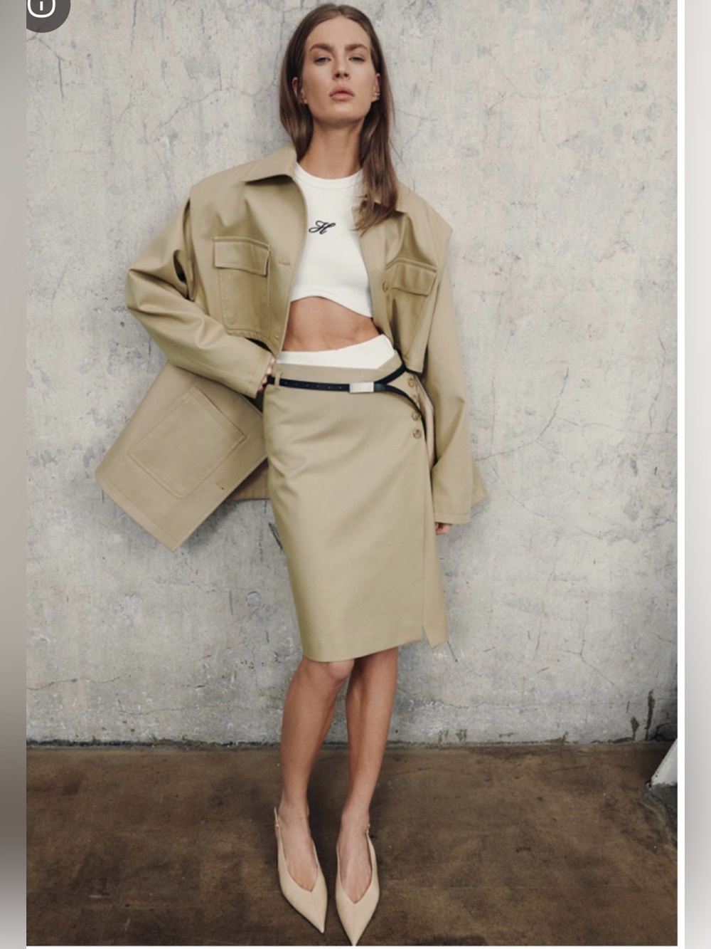 HUKH Martina cotton midi skirt in beige